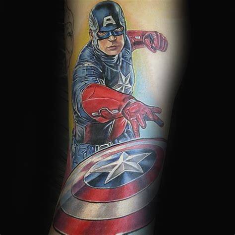 tatuajes del capitan america|70 Capitán América diseños de tatuajes para los。